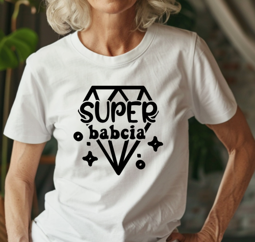 378.png Koszulka Super Babcia z clipartem diamentu – prezent na Dzień Babci PixelNadruk.pl Koszulka Super Babcia z clipartem diamentu – elegancki i zabawny prezent dla babci