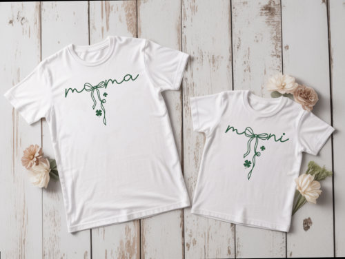 Zestaw koszulek Mama &amp; Mini minimalistyczny nadruk – mama i dziecko, prezent na Dzień Matki