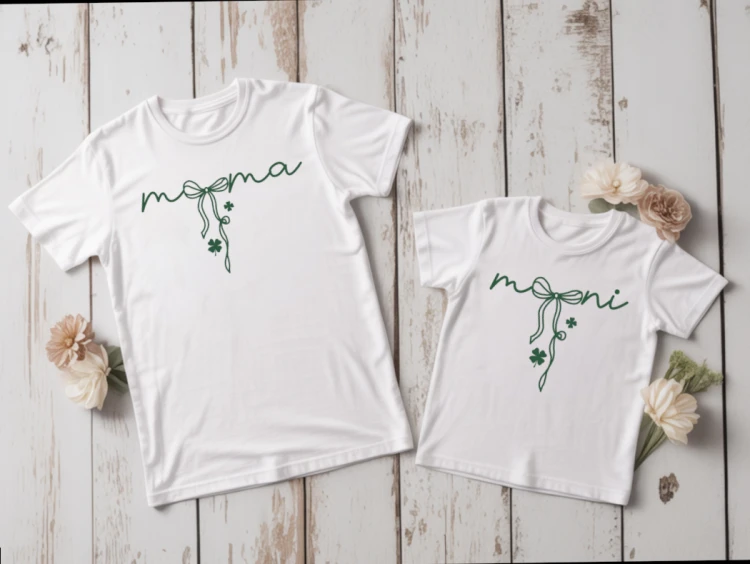 Zestaw koszulek Mama &amp; Mini minimalistyczny nadruk – mama i dziecko, prezent na Dzień Matki