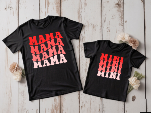 Zestaw koszulek Mama &amp; Mini Retro – mama i dziecko, prezent na Dzień Matki