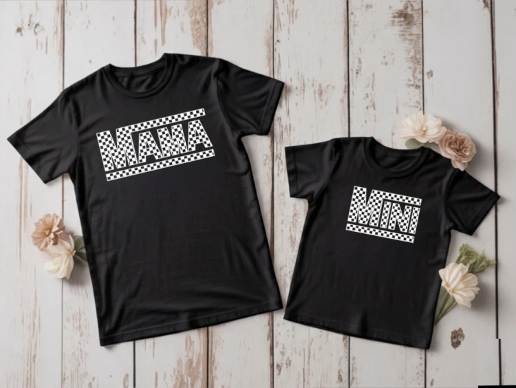 Zestaw koszulek Mama &amp; Mini szachownica – mama i dziecko, prezent na Dzień Matki