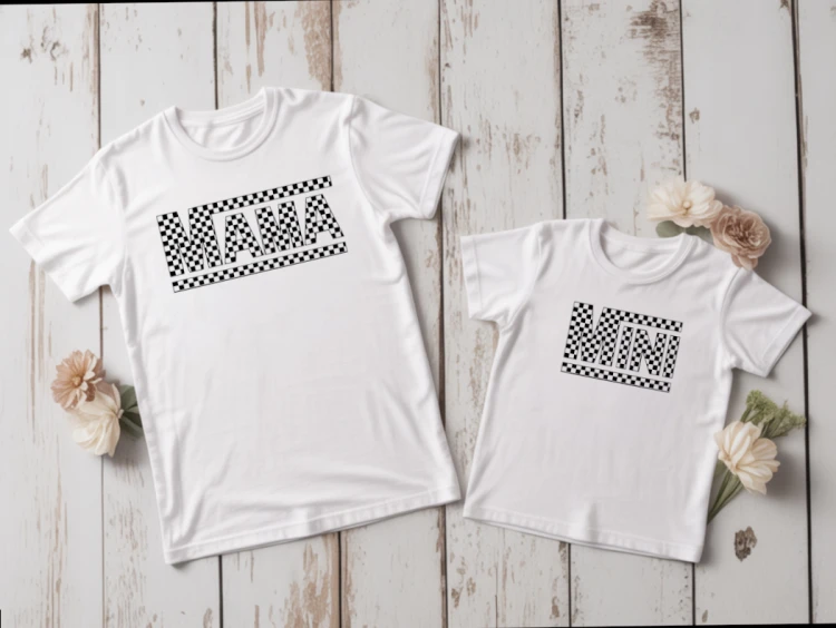 Zestaw koszulek Mama &amp; Mini szachownica – mama i dziecko, prezent na Dzień Matki