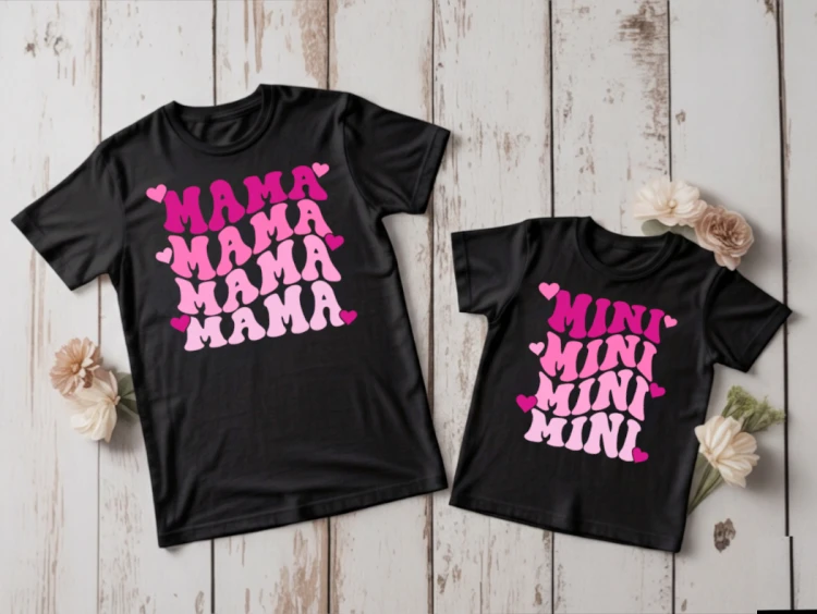 Zestaw koszulek Mama + Mini – mama i dziecko, prezent na Dzień Matki