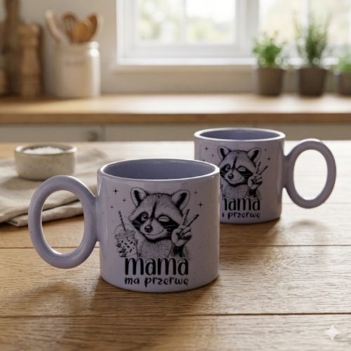 Kubek Mama ma przerwę z szopem – śmieszny prezent na Dzień Matki
