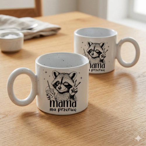 Kubek Mama ma przerwę z szopem – śmieszny prezent na Dzień Matki